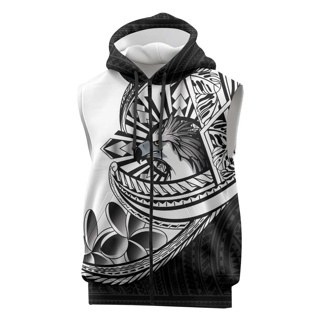 Philippines Eagle Sun Sleeveless Zip Hoodie Filipino Agila Polynesian Tattoo Black Color LT14 Black - Polynesian Pride