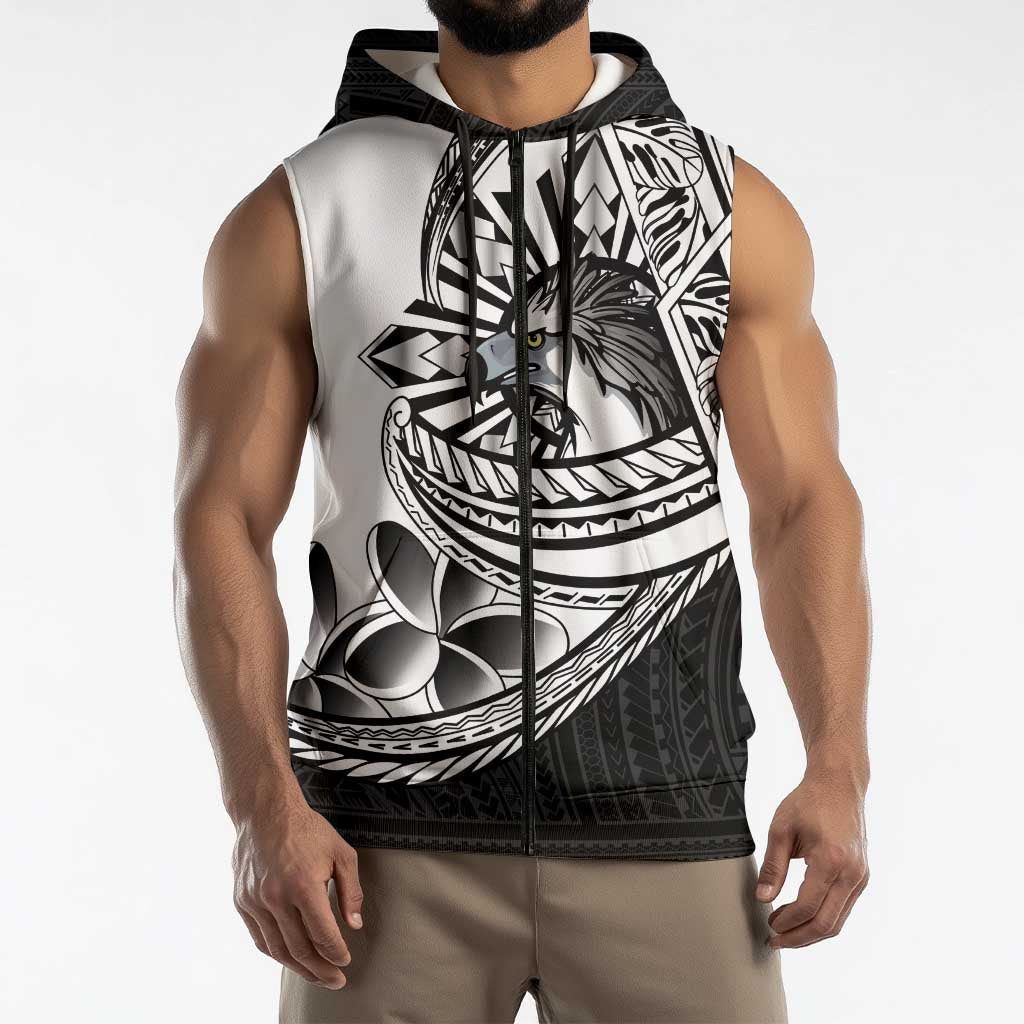 Philippines Eagle Sun Sleeveless Zip Hoodie Filipino Agila Polynesian Tattoo Black Color LT14 - Polynesian Pride