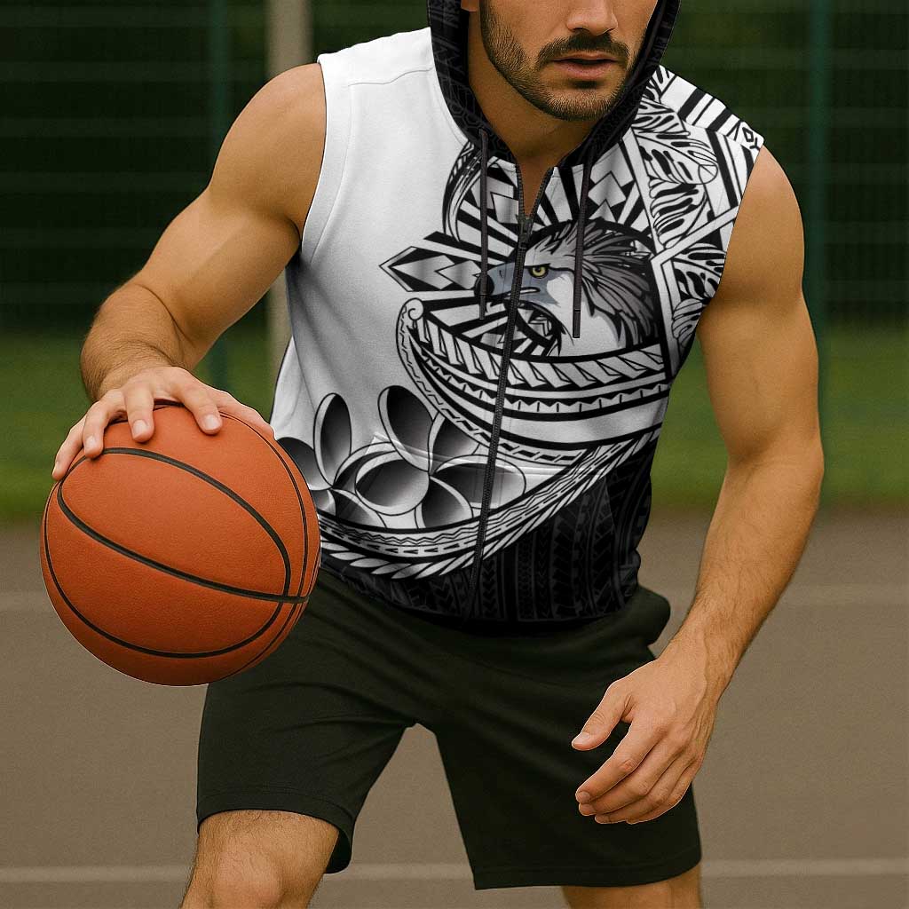 Philippines Eagle Sun Sleeveless Zip Hoodie Filipino Agila Polynesian Tattoo Black Color LT14 - Polynesian Pride