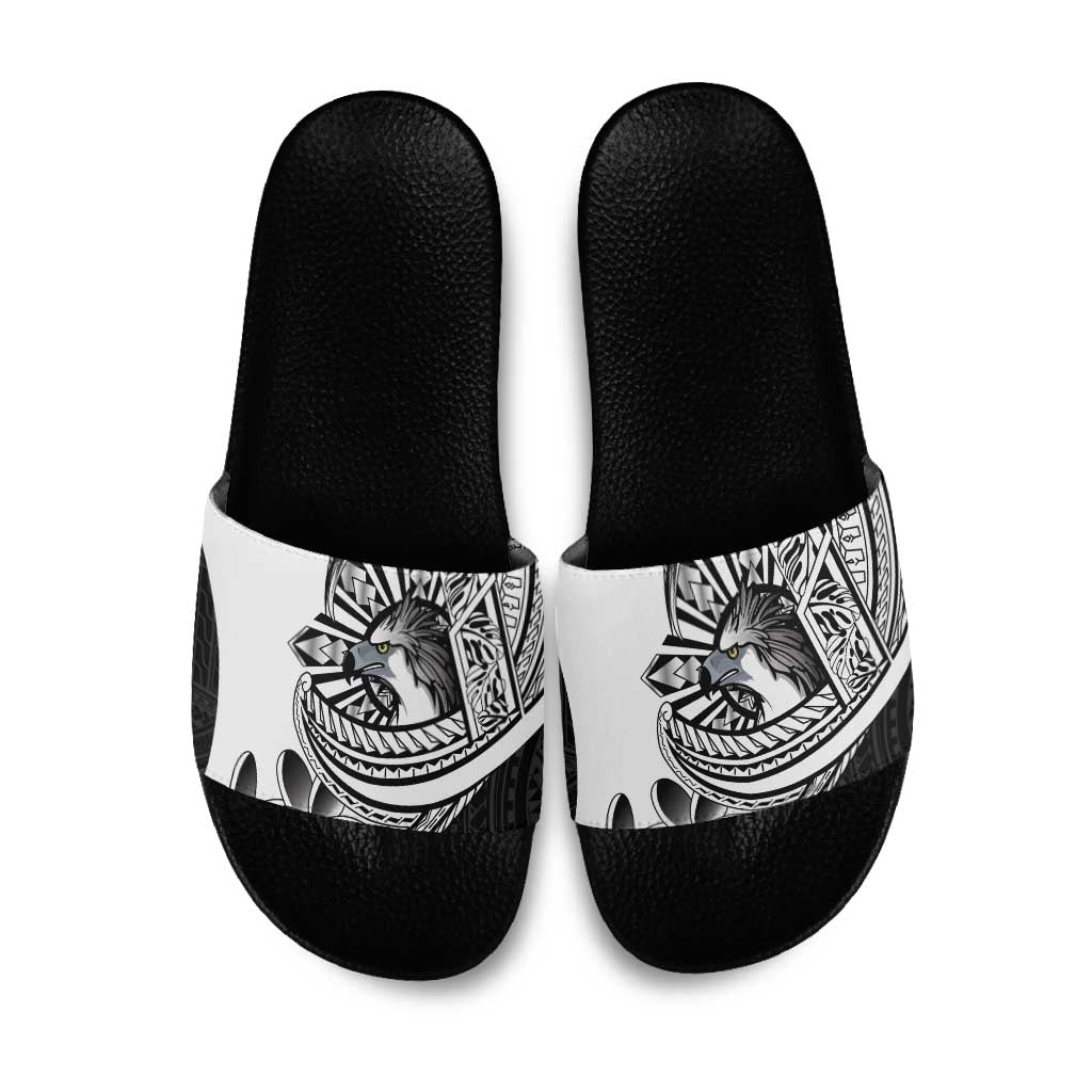 Philippines Eagle Sun Slide Sandals Filipino Agila Polynesian Tattoo Black Color LT14 Black - Polynesian Pride