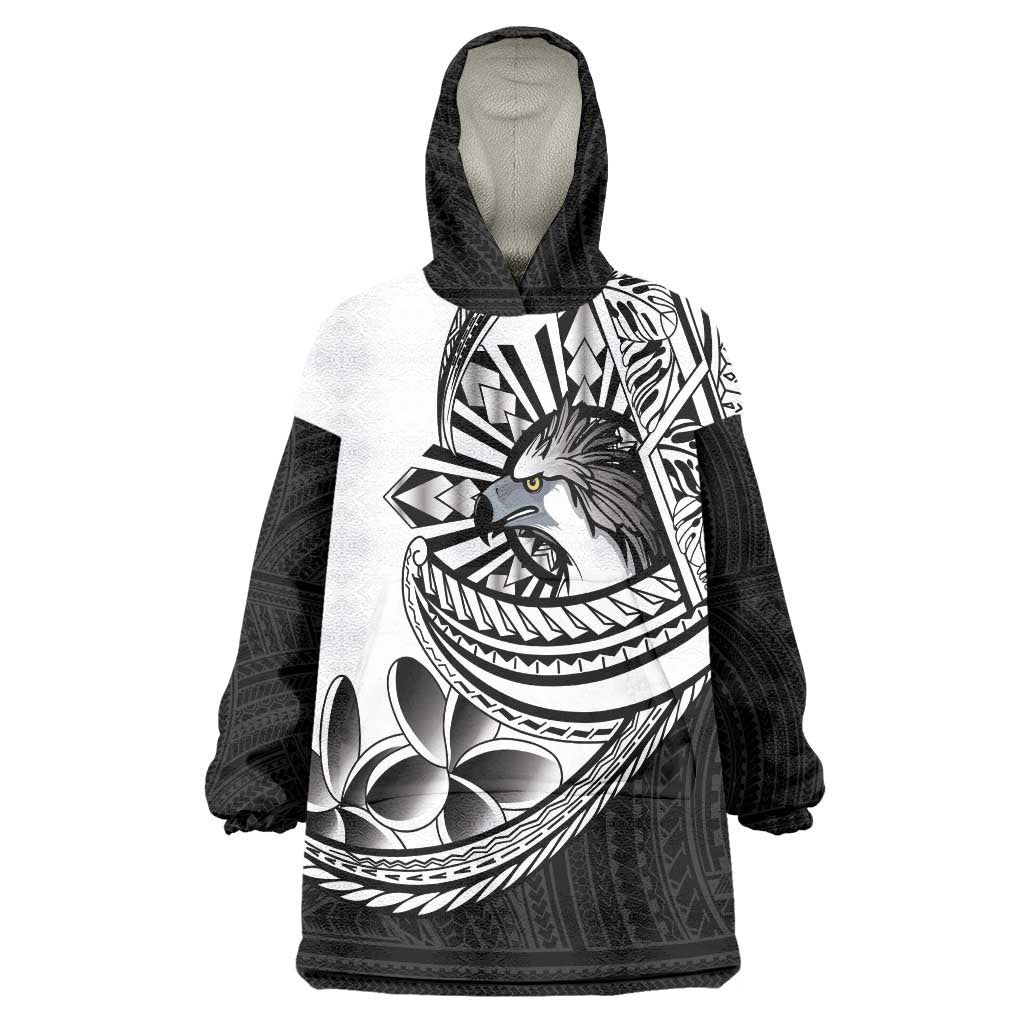 Philippines Eagle Sun Wearable Blanket Hoodie Filipino Agila Polynesian Tattoo Black Color