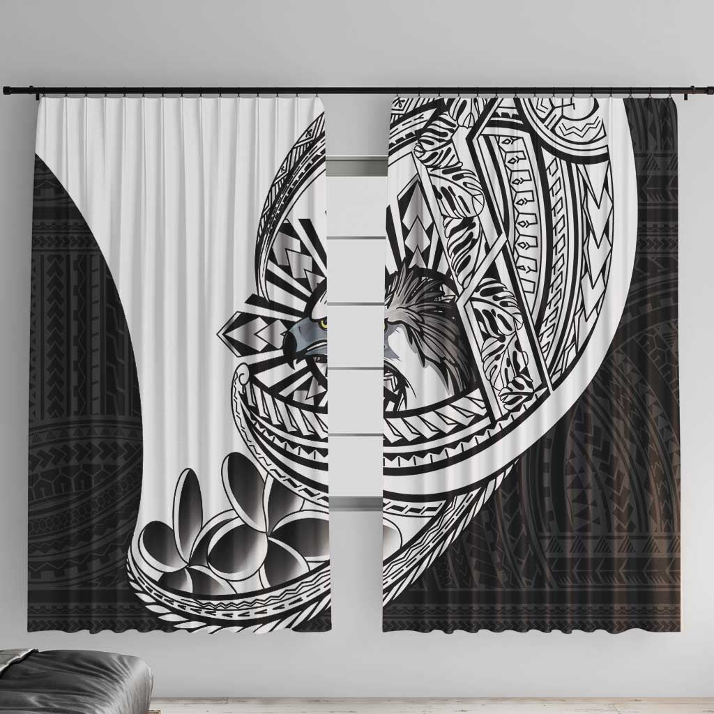 Philippines Eagle Sun Window Curtain Filipino Agila Polynesian Tattoo Black Color LT14 With Hooks Black - Polynesian Pride