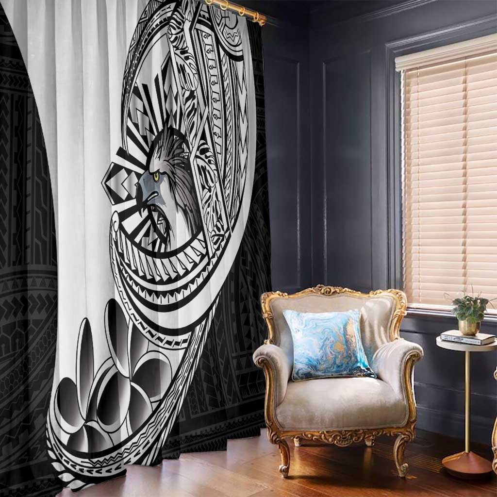 Philippines Eagle Sun Window Curtain Filipino Agila Polynesian Tattoo Black Color LT14 - Polynesian Pride