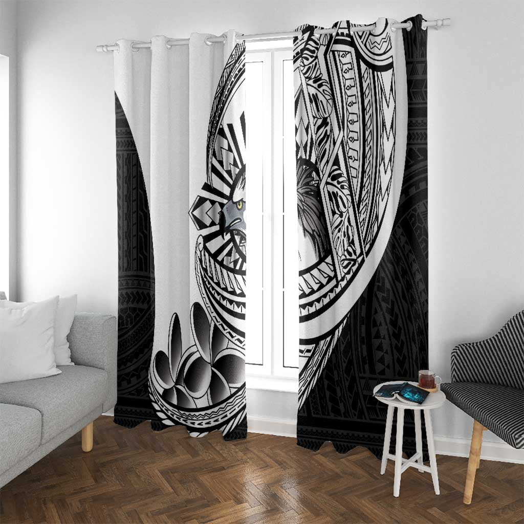 Philippines Eagle Sun Window Curtain Filipino Agila Polynesian Tattoo Black Color LT14 With Grommets Black - Polynesian Pride