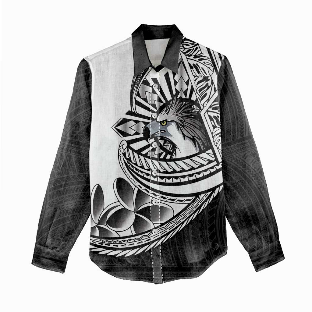 Philippines Eagle Sun Women Casual Shirt Filipino Agila Polynesian Tattoo Black Color LT14 - Polynesian Pride