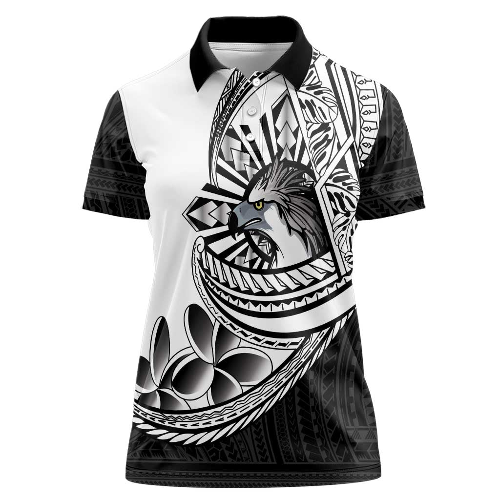 Philippines Eagle Sun Women Polo Shirt Filipino Agila Polynesian Tattoo Black Color LT14 Female Black - Polynesian Pride