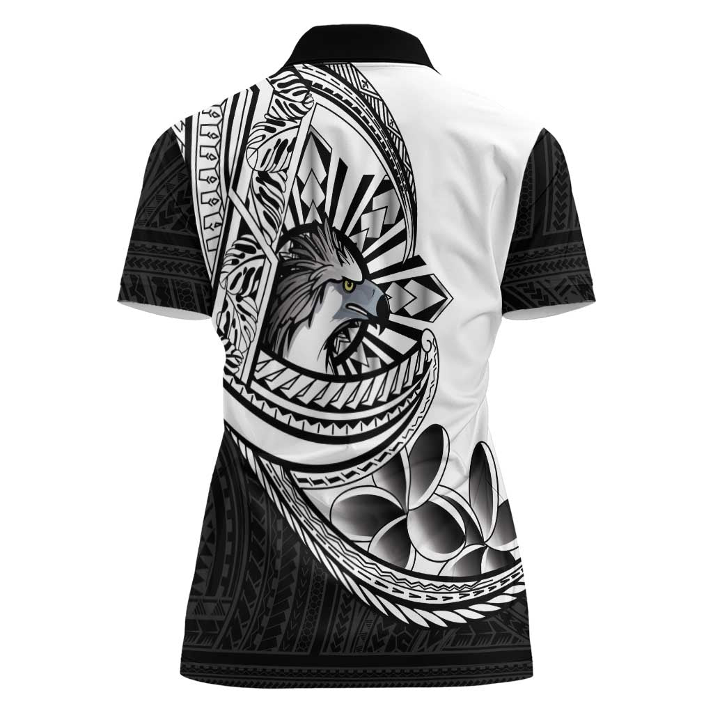 Philippines Eagle Sun Women Polo Shirt Filipino Agila Polynesian Tattoo Black Color LT14 - Polynesian Pride