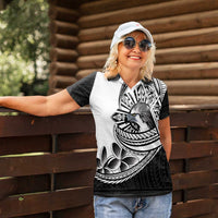 Philippines Eagle Sun Women Polo Shirt Filipino Agila Polynesian Tattoo Black Color LT14 - Polynesian Pride