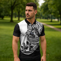Philippines Eagle Sun Zipper Polo Shirt Filipino Agila Polynesian Tattoo Black Color LT14 - Polynesian Pride