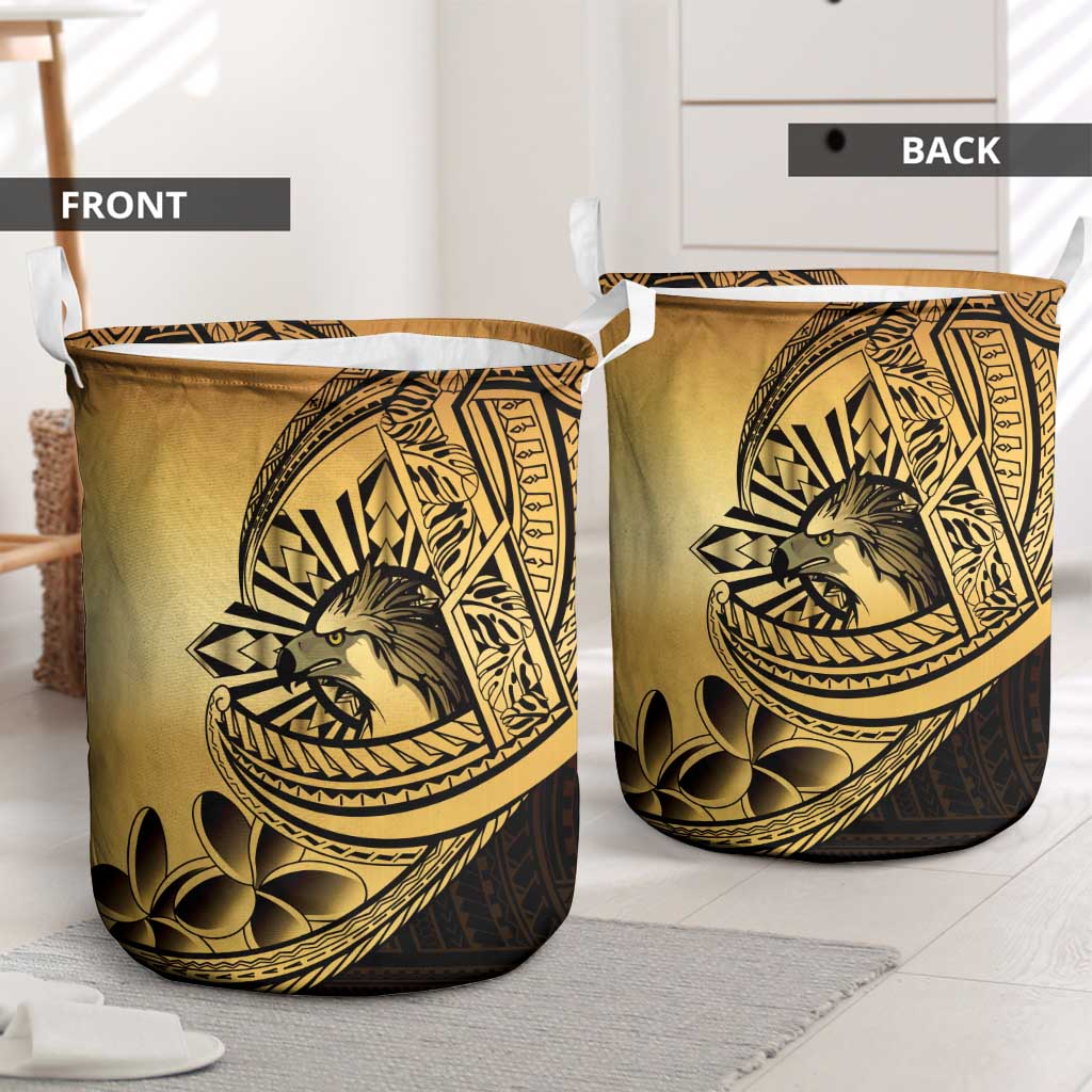Philippines Eagle Sun Laundry Basket Filipino Agila Polynesian Tattoo Gold Color LT14 - Polynesian Pride