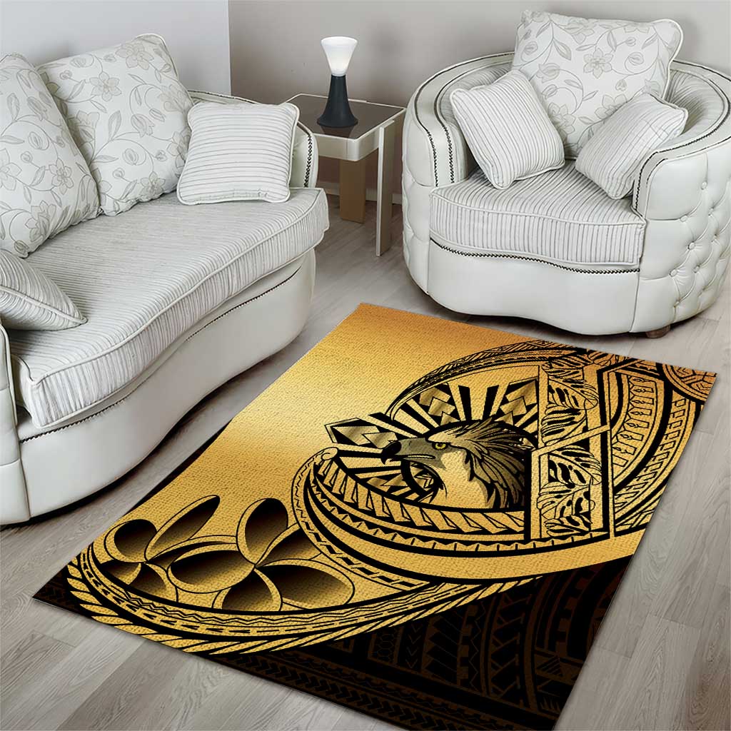 Philippines Eagle Sun Area Rug Filipino Agila Polynesian Tattoo Gold Color LT14 - Polynesian Pride