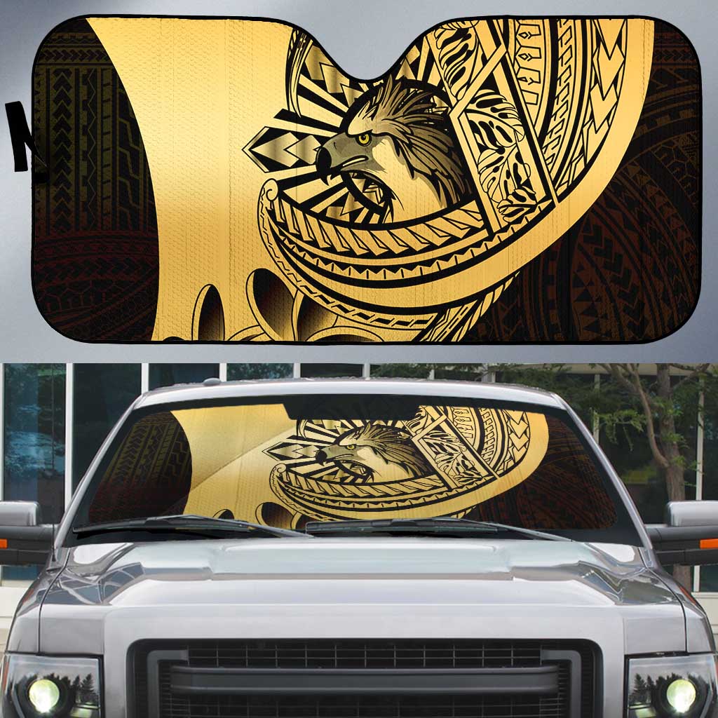 Philippines Eagle Sun Auto Sun Shade Filipino Agila Polynesian Tattoo Gold Color LT14 Gold - Polynesian Pride
