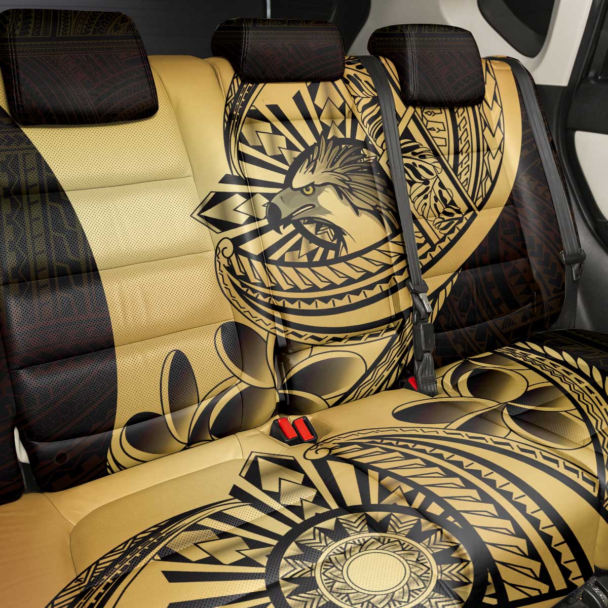Philippines Eagle Sun Back Car Seat Cover Filipino Agila Polynesian Tattoo Gold Color LT14 - Polynesian Pride