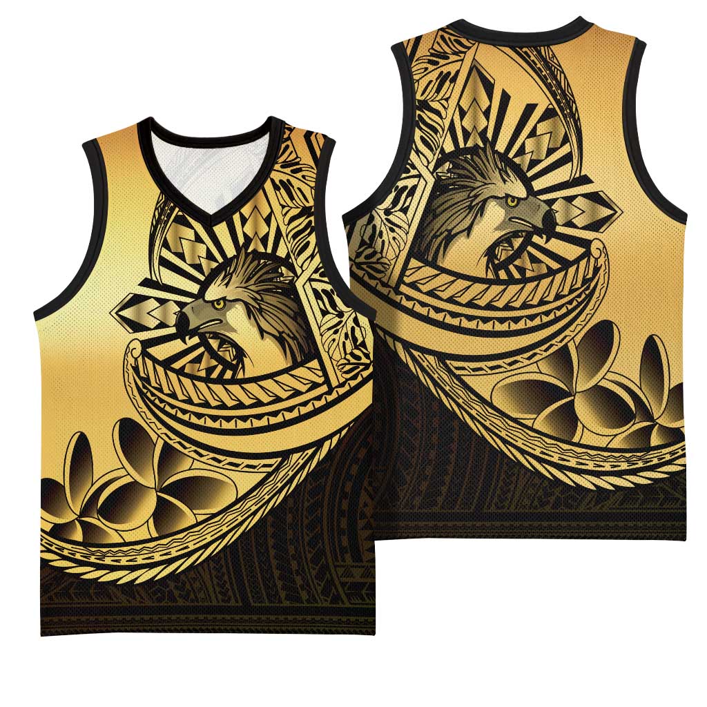 Philippines Eagle Sun Basketball Jersey Filipino Agila Polynesian Tattoo Gold Color LT14 - Polynesian Pride