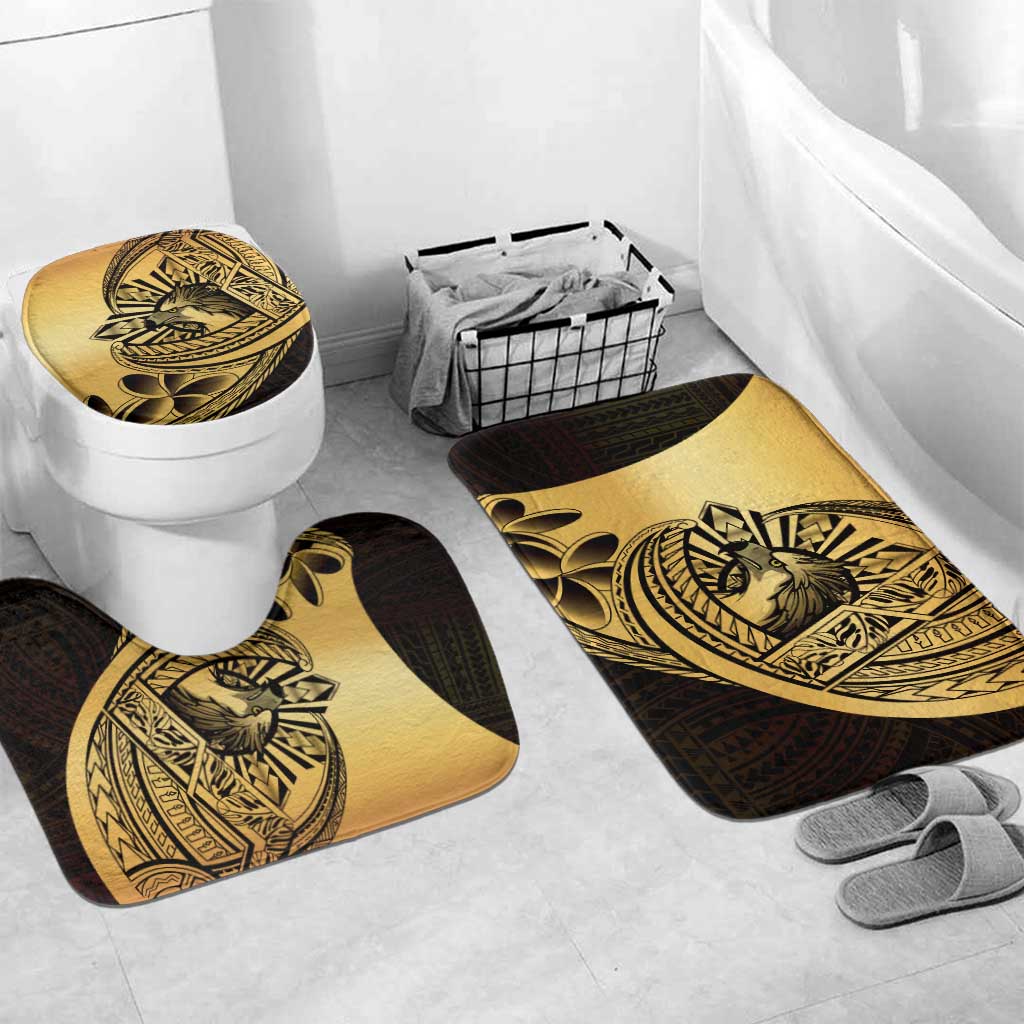 Philippines Eagle Sun Bathroom Set Filipino Agila Polynesian Tattoo Gold Color LT14 Mat Set Only (3 pcs) One Size Gold - Polynesian Pride