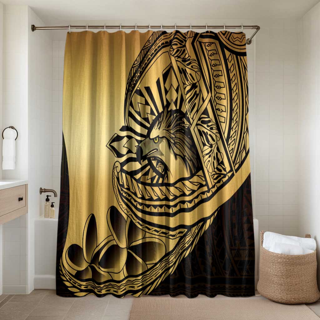 Philippines Eagle Sun Bathroom Set Filipino Agila Polynesian Tattoo Gold Color LT14 Shower Curtain Only Gold - Polynesian Pride