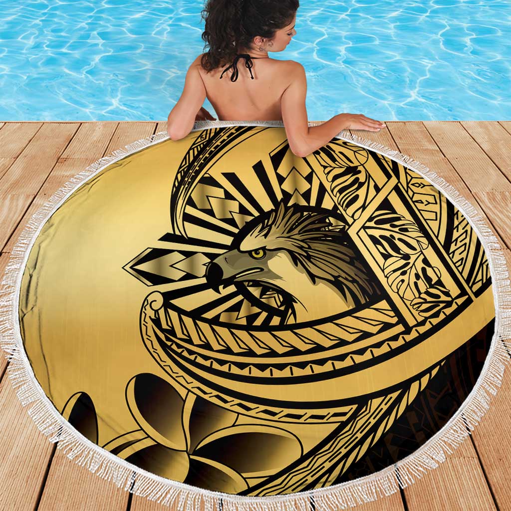 Philippines Eagle Sun Beach Blanket Filipino Agila Polynesian Tattoo Gold Color LT14 - Polynesian Pride