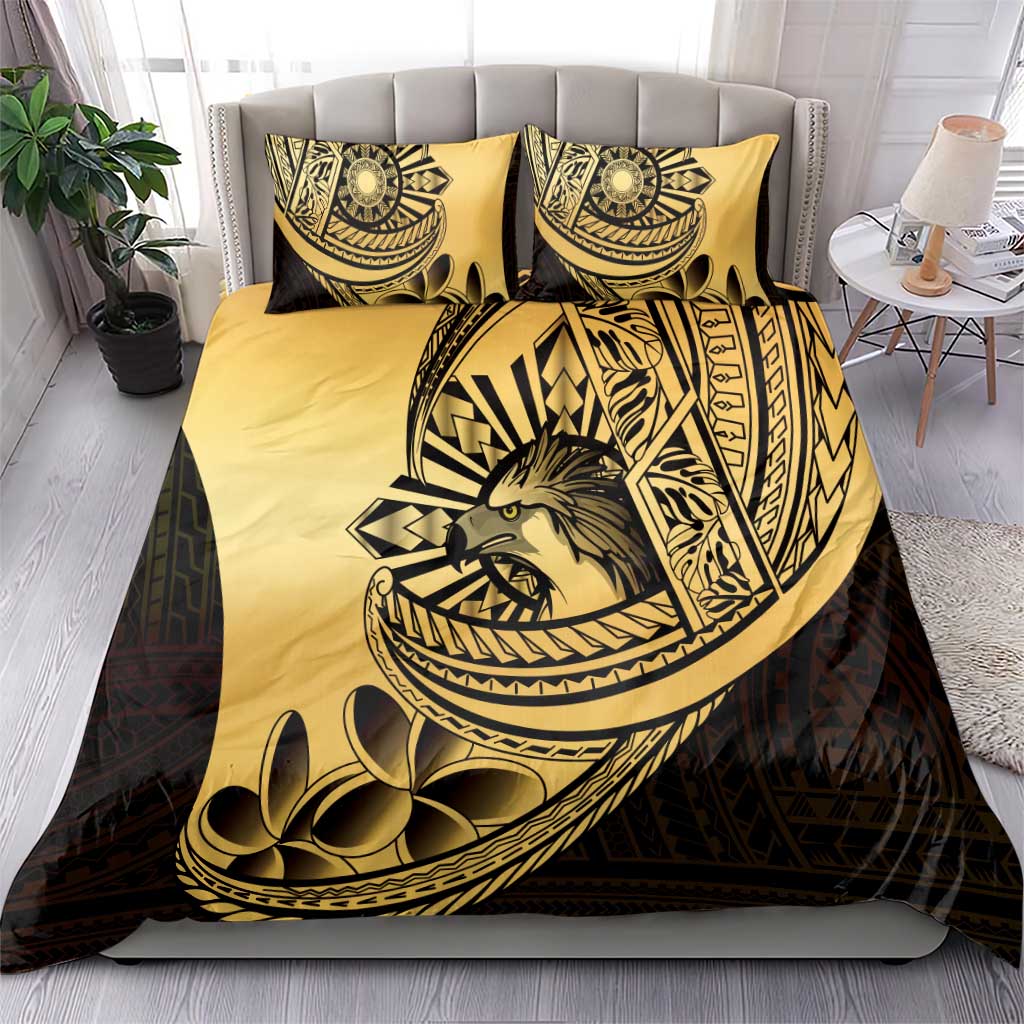 Philippines Eagle Sun Bedding Set Filipino Agila Polynesian Tattoo Gold Color LT14 - Polynesian Pride