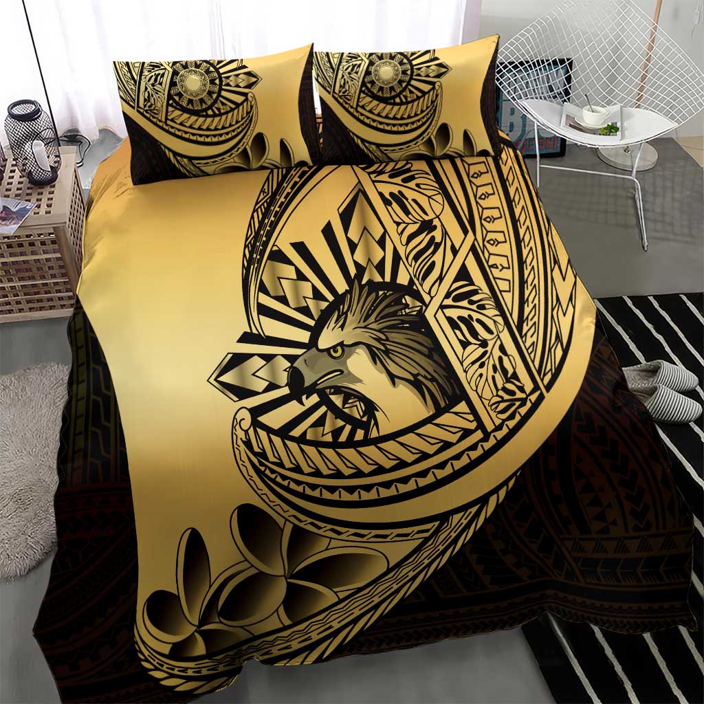 Philippines Eagle Sun Bedding Set Filipino Agila Polynesian Tattoo Gold Color LT14 - Polynesian Pride