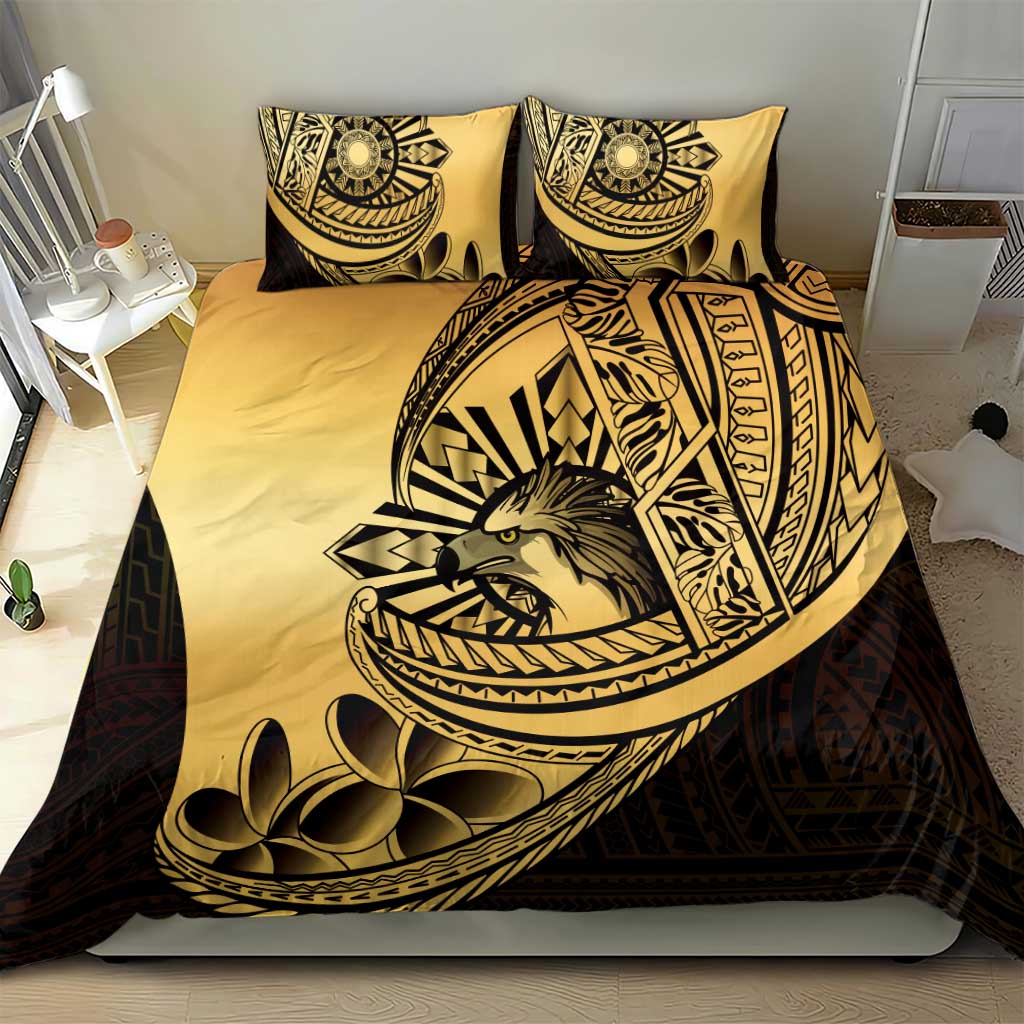 Philippines Eagle Sun Bedding Set Filipino Agila Polynesian Tattoo Gold Color LT14 - Polynesian Pride