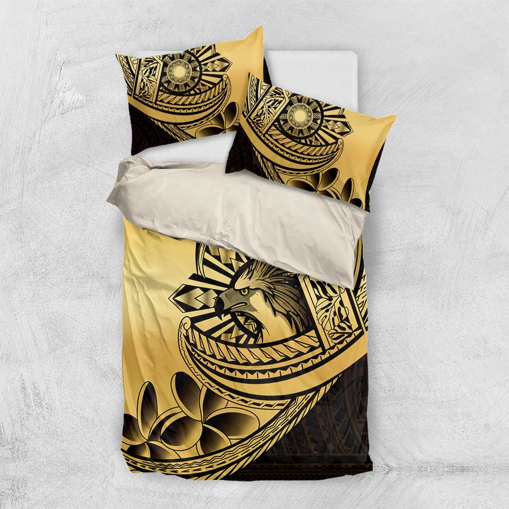 Philippines Eagle Sun Bedding Set Filipino Agila Polynesian Tattoo Gold Color LT14 US Twin 172cm x 218cm Gold - Polynesian Pride
