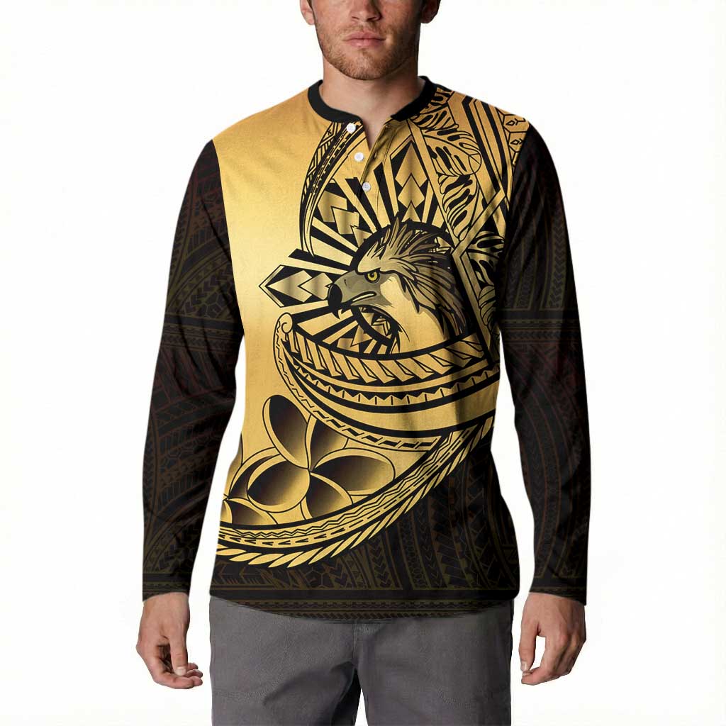 Philippines Eagle Sun Button Sweatshirt Filipino Agila Polynesian Tattoo Gold Color LT14 - Polynesian Pride