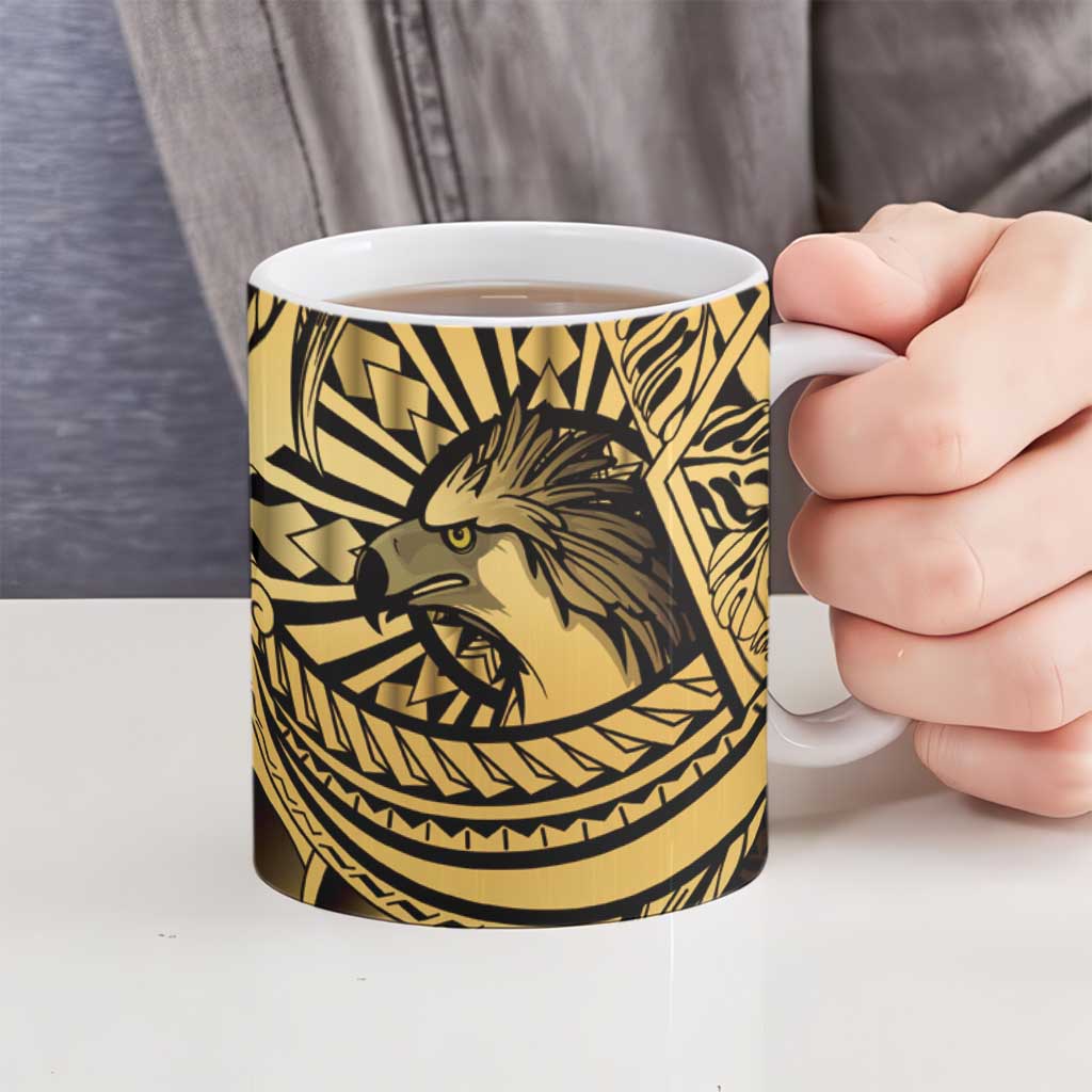 Philippines Eagle Sun Ceramic Mug Filipino Agila Polynesian Tattoo Gold Color LT14 - Polynesian Pride