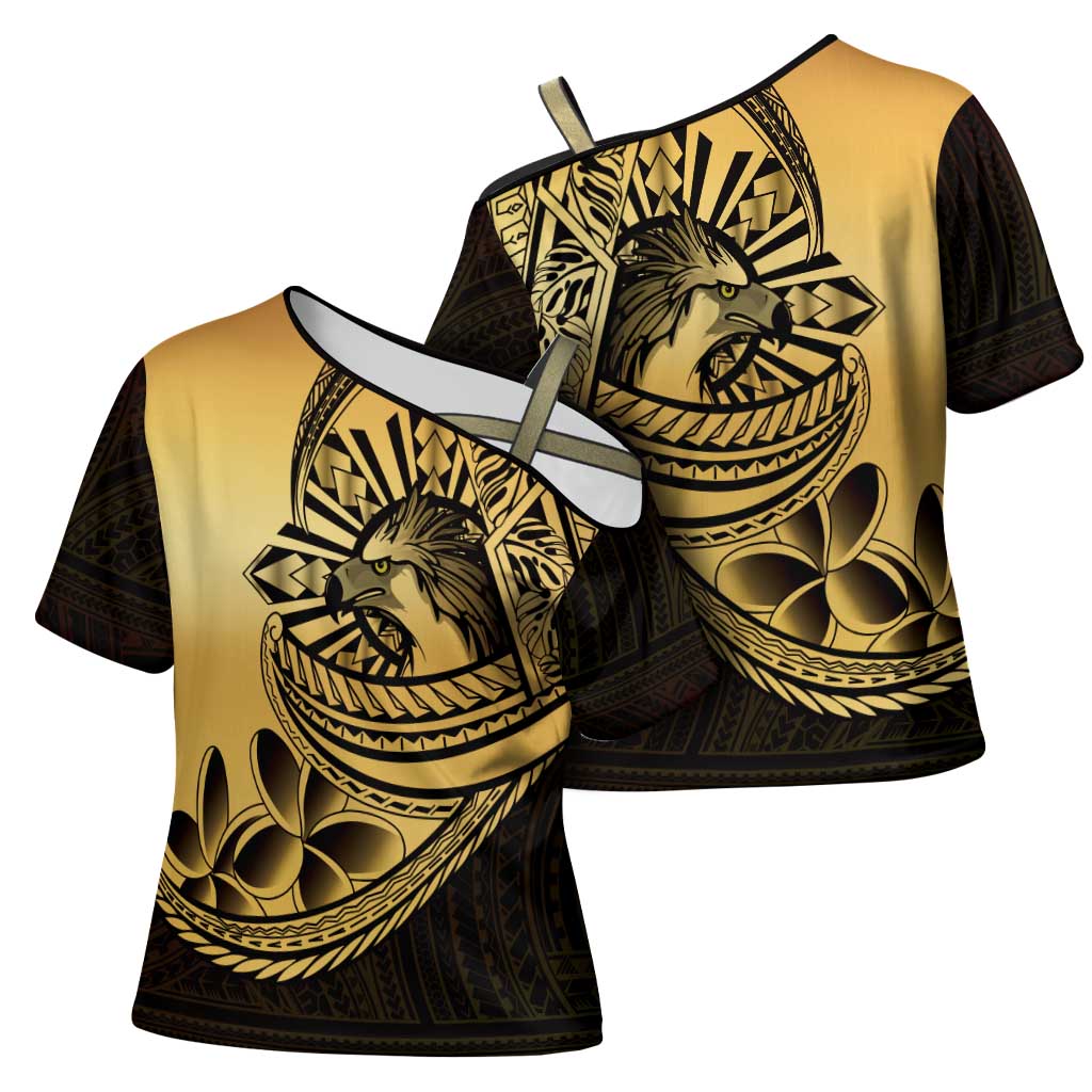 Philippines Eagle Sun Cross Shoulder Shirt Filipino Agila Polynesian Tattoo Gold Color LT14 - Polynesian Pride