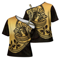 Philippines Eagle Sun Cross Shoulder Shirt Filipino Agila Polynesian Tattoo Gold Color LT14 - Polynesian Pride