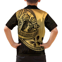 Philippines Eagle Sun Family Matching Short Sleeve Bodycon Dress and Hawaiian Shirt Filipino Agila Polynesian Tattoo Gold Color