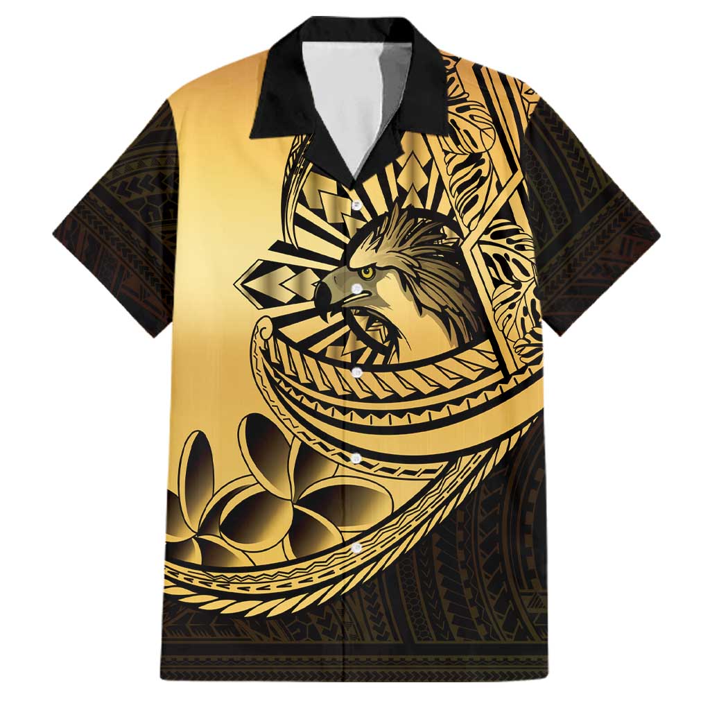 Philippines Eagle Sun Family Matching Short Sleeve Bodycon Dress and Hawaiian Shirt Filipino Agila Polynesian Tattoo Gold Color