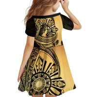 Philippines Eagle Sun Family Matching Summer Maxi Dress and Hawaiian Shirt Filipino Agila Polynesian Tattoo Gold Color