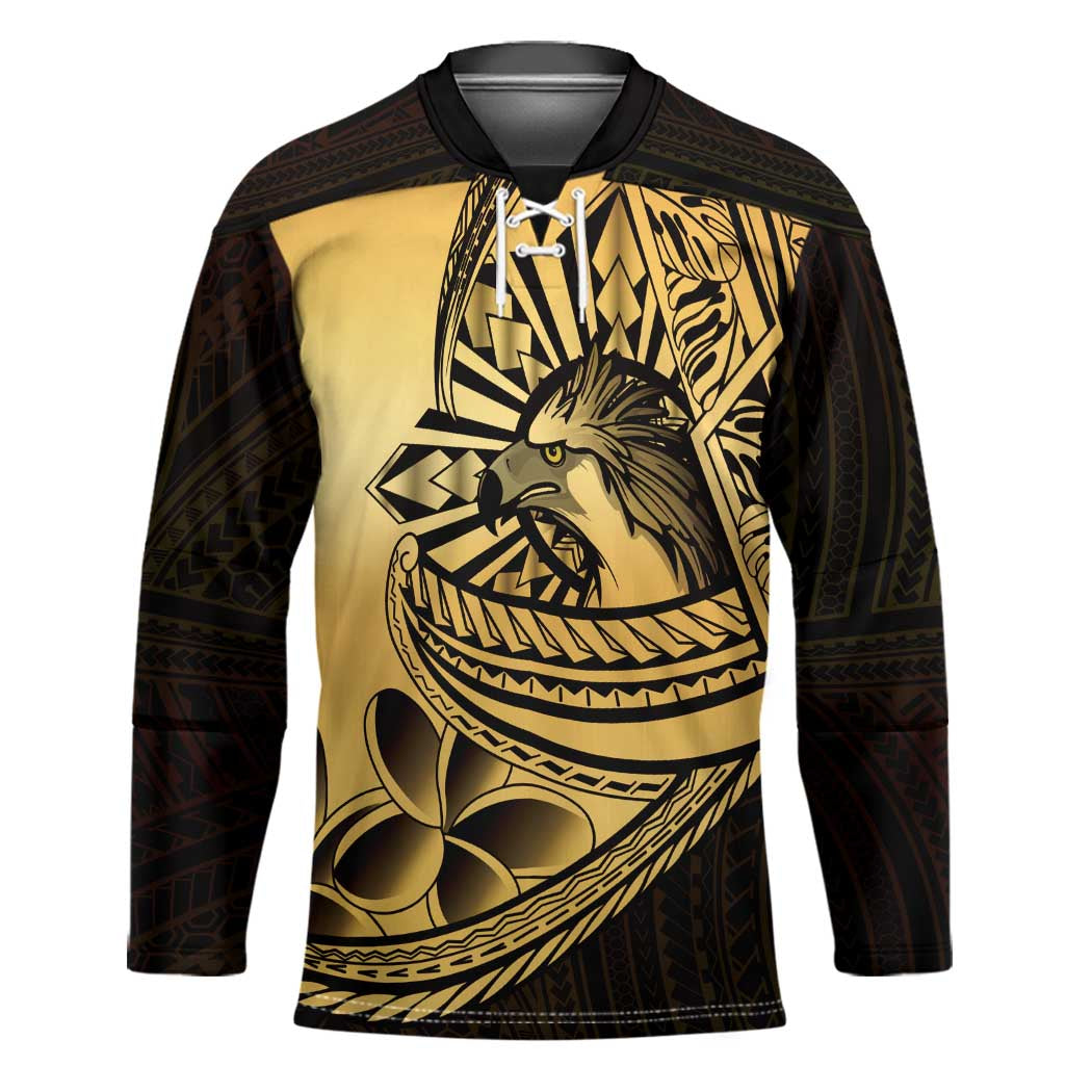 Philippines Eagle Sun Hockey Jersey Filipino Agila Polynesian Tattoo Gold Color LT14 Unisex Gold - Polynesian Pride