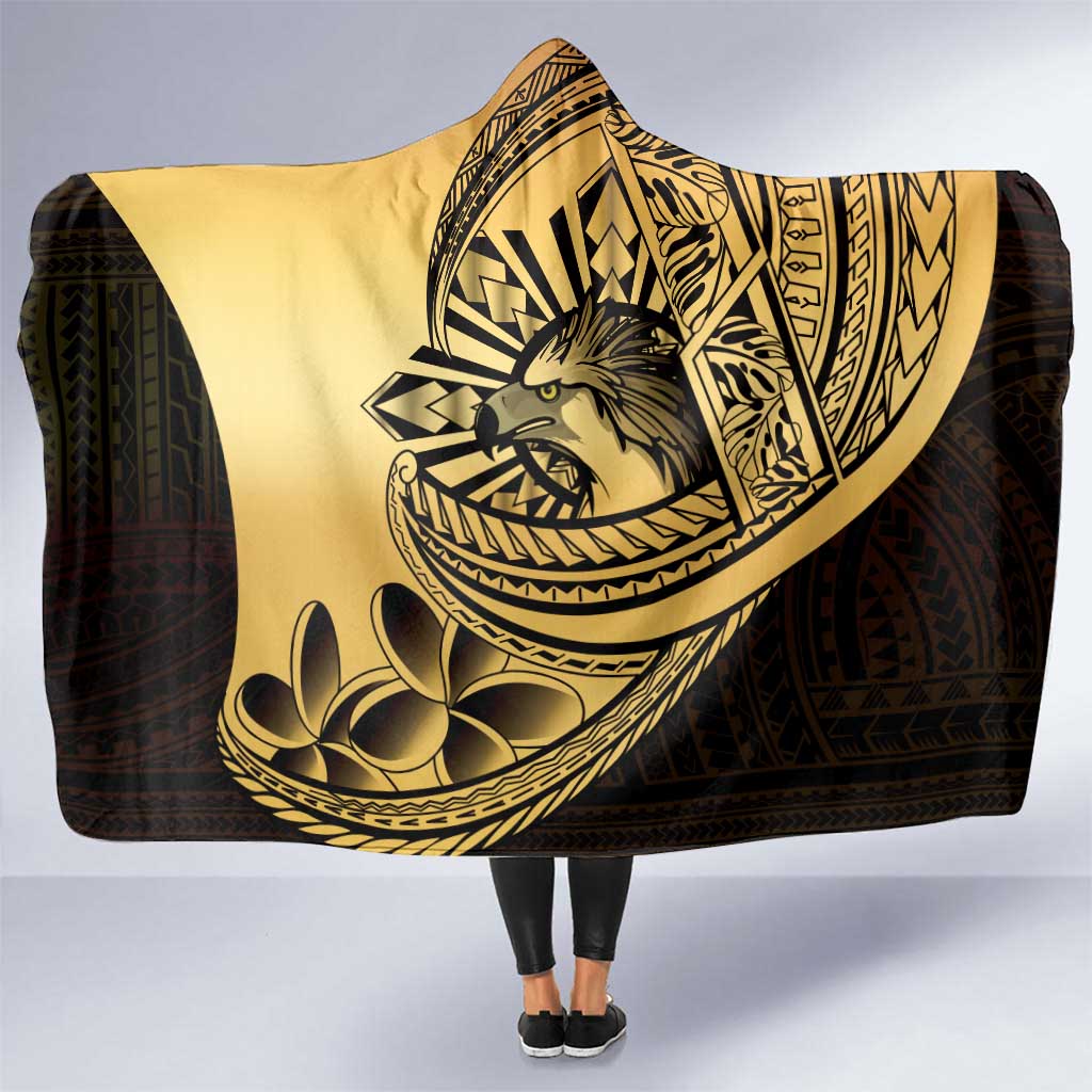 Philippines Eagle Sun Hooded Blanket Filipino Agila Polynesian Tattoo Gold Color LT14 One Size Gold - Polynesian Pride