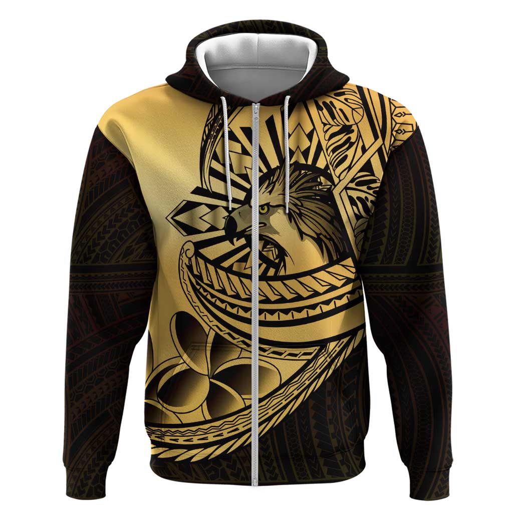Philippines Eagle Sun Hoodie Filipino Agila Polynesian Tattoo Gold Color LT14 Zip Hoodie Gold - Polynesian Pride