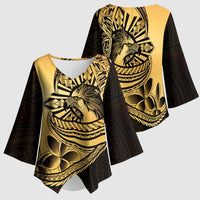 Philippines Eagle Sun Kimono Sleeve Blouse Filipino Agila Polynesian Tattoo Gold Color