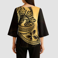 Philippines Eagle Sun Kimono Sleeve Blouse Filipino Agila Polynesian Tattoo Gold Color