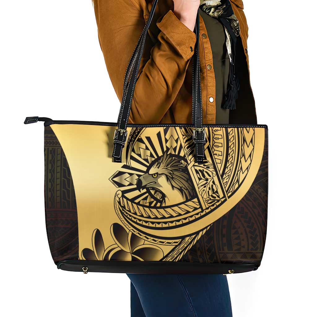 Philippines Eagle Sun Leather Tote Bag Filipino Agila Polynesian Tattoo Gold Color LT14 - Polynesian Pride