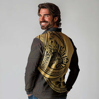 Philippines Eagle Sun Long Sleeve Polo Shirt Filipino Agila Polynesian Tattoo Gold Color
