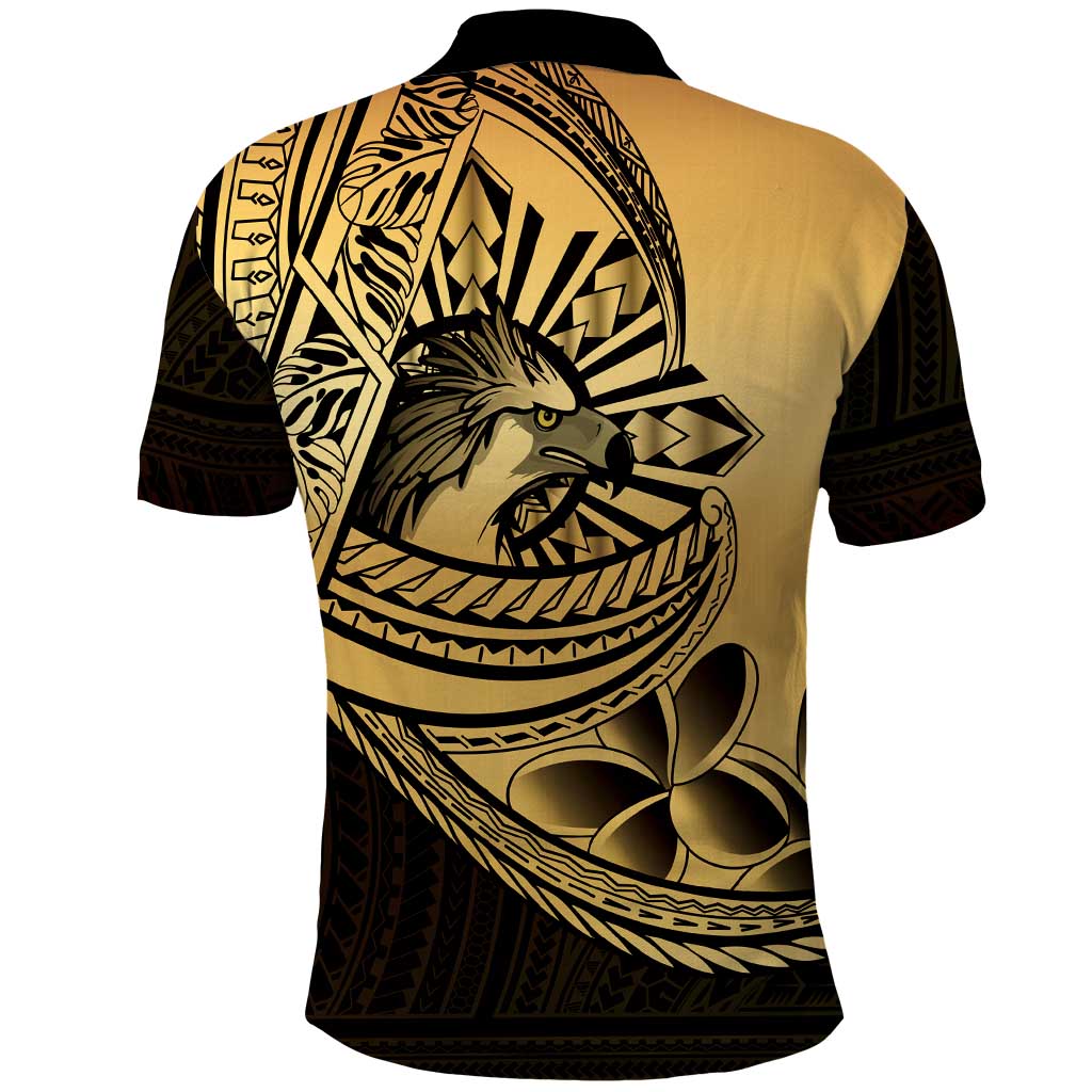 Philippines Eagle Sun Polo Shirt Filipino Agila Polynesian Tattoo Gold Color LT14 - Polynesian Pride