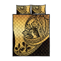 Philippines Eagle Sun Quilt Bed Set Filipino Agila Polynesian Tattoo Gold Color LT14 - Polynesian Pride