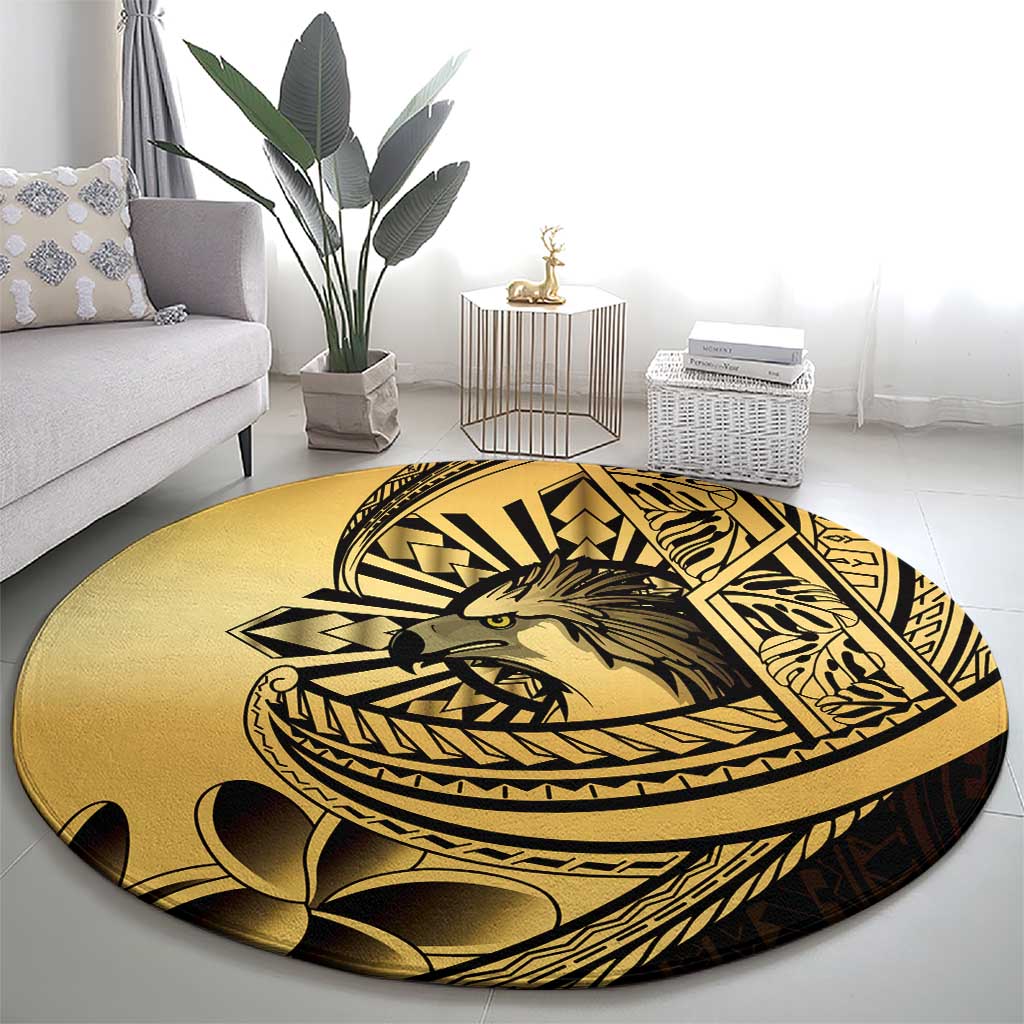 Philippines Eagle Sun Round Carpet Filipino Agila Polynesian Tattoo Gold Color LT14 - Polynesian Pride