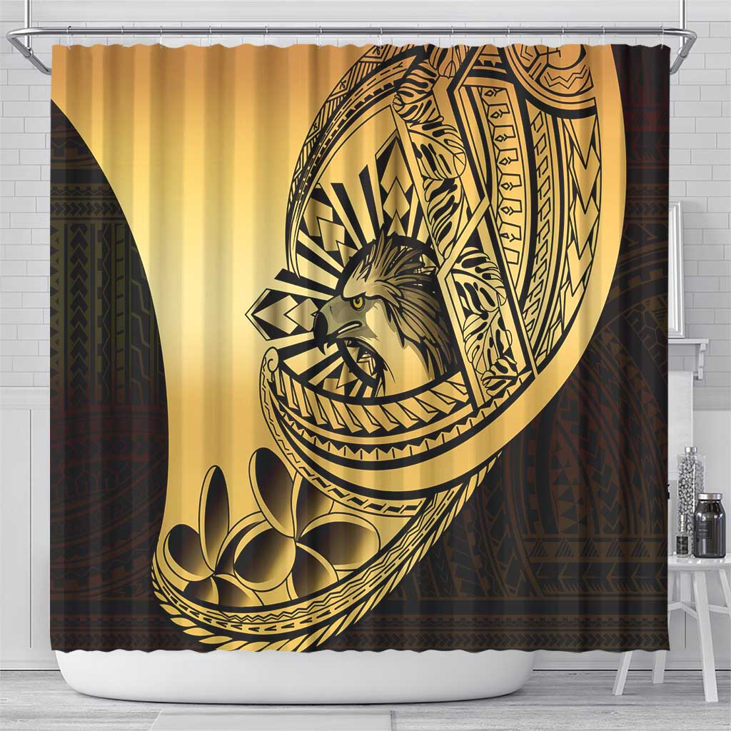 Philippines Eagle Sun Shower Curtain Filipino Agila Polynesian Tattoo Gold Color LT14 - Polynesian Pride