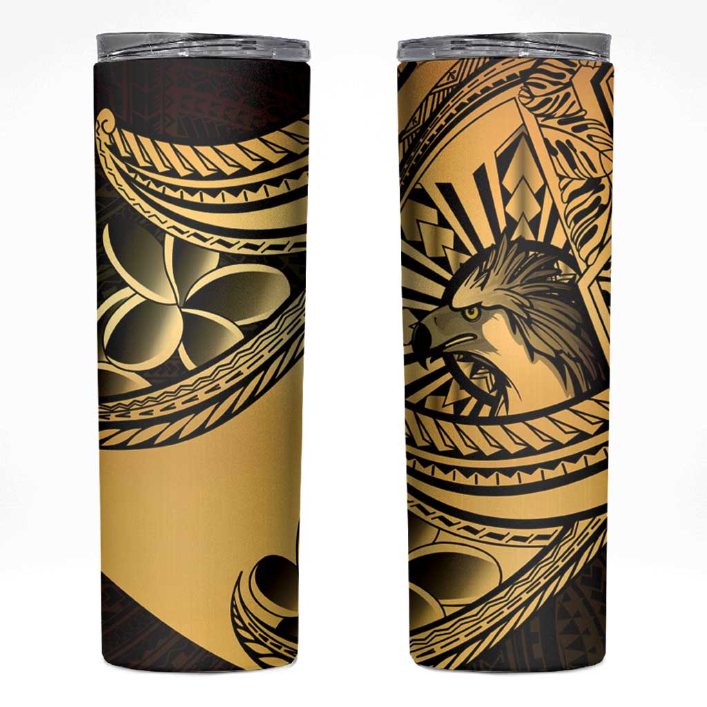 Philippines Eagle Sun Skinny Tumbler Filipino Agila Polynesian Tattoo Gold Color LT14 Gold - Polynesian Pride