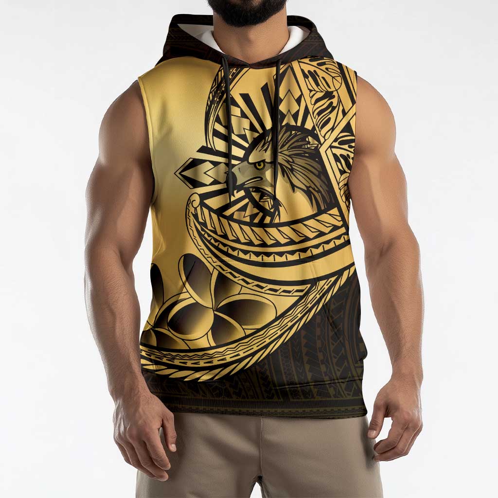 Philippines Eagle Sun Sleeveless Hoodie Filipino Agila Polynesian Tattoo Gold Color LT14 - Polynesian Pride