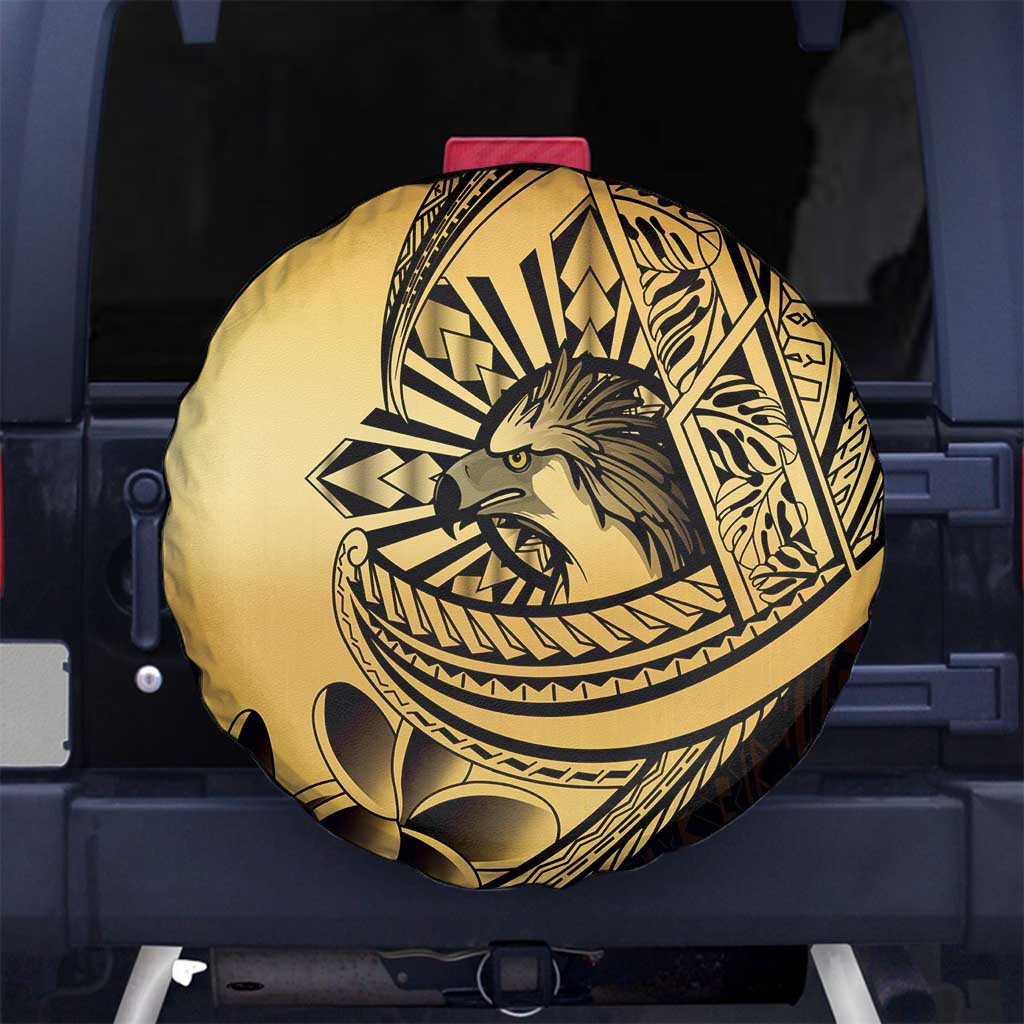 Philippines Eagle Sun Spare Tire Cover Filipino Agila Polynesian Tattoo Gold Color LT14 No hole Gold - Polynesian Pride