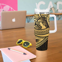 Philippines Eagle Sun Tumbler With Handle Filipino Agila Polynesian Tattoo Gold Color LT14 - Polynesian Pride