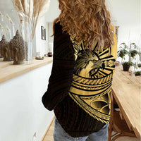 Philippines Eagle Sun Women Casual Shirt Filipino Agila Polynesian Tattoo Gold Color LT14 - Polynesian Pride