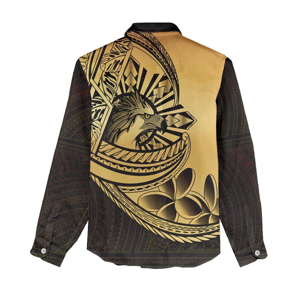 Philippines Eagle Sun Women Casual Shirt Filipino Agila Polynesian Tattoo Gold Color LT14 - Polynesian Pride