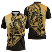 Philippines Eagle Sun Zipper Polo Shirt Filipino Agila Polynesian Tattoo Gold Color LT14 - Polynesian Pride